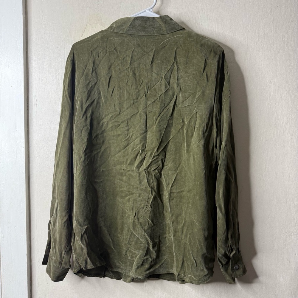 Vintage Cache Green Faux Suede Fringe Western Equestrian Button Blouse - Picture 7 of 8